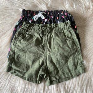 Bundle of Cat & Jack Old Navy Size 4T Green Linen Shorts Black Confetti Skort